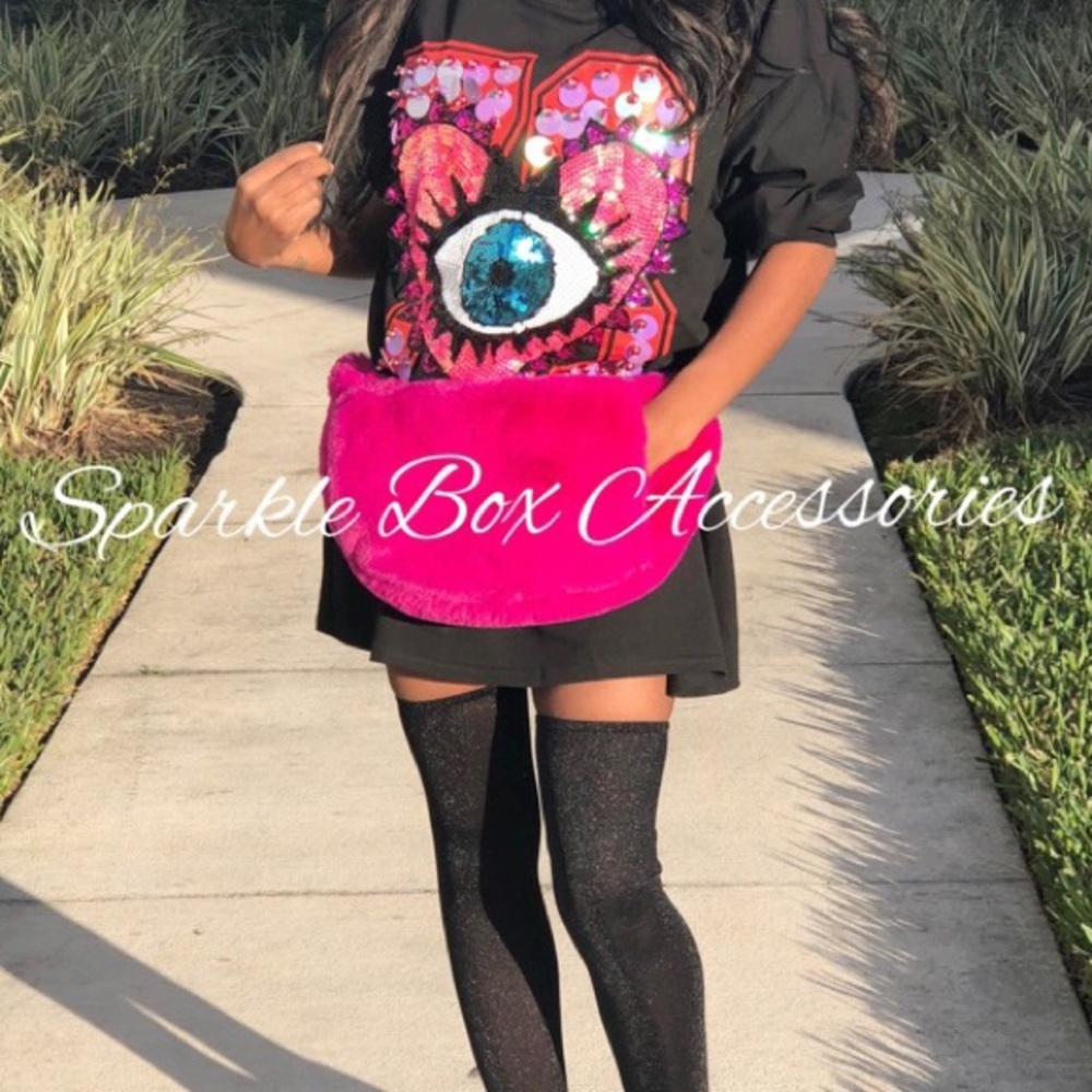 Oversized Fur Fanny Pack Hand Warmer Muff Bag HOT